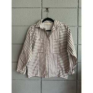 Women's Na Nin Striped Button Up Shirt size S Made in the USA 100% Cotton